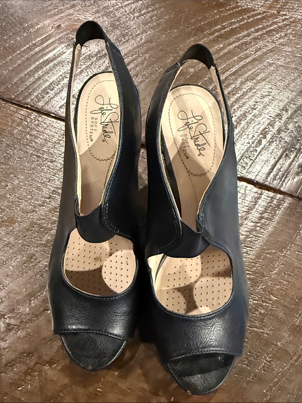 Life Stride Peep Toe Slingback Heels